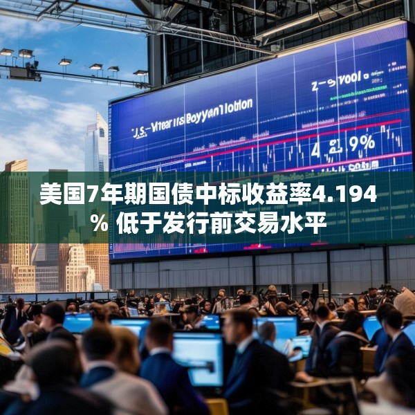 美国7年期国债中标收益率4.194% 低于发行前交易水平