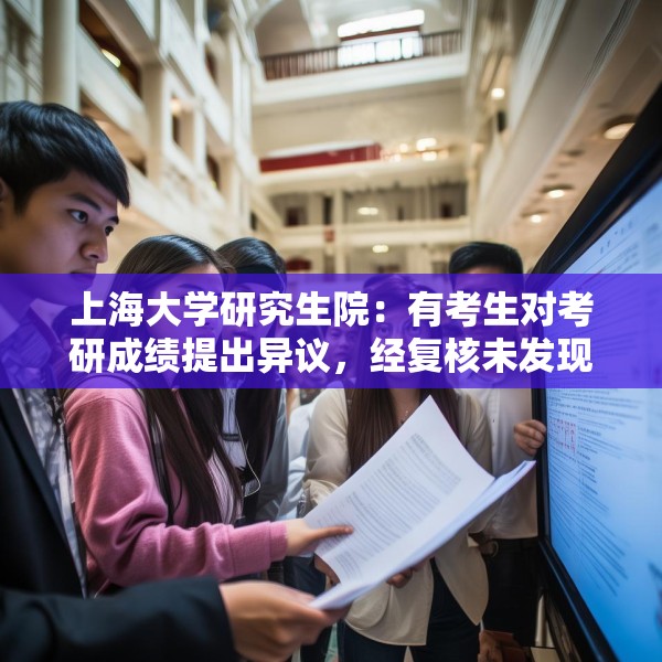 上海大学研究生院：有考生对考研成绩提出异议，经复核未发现漏批等情况